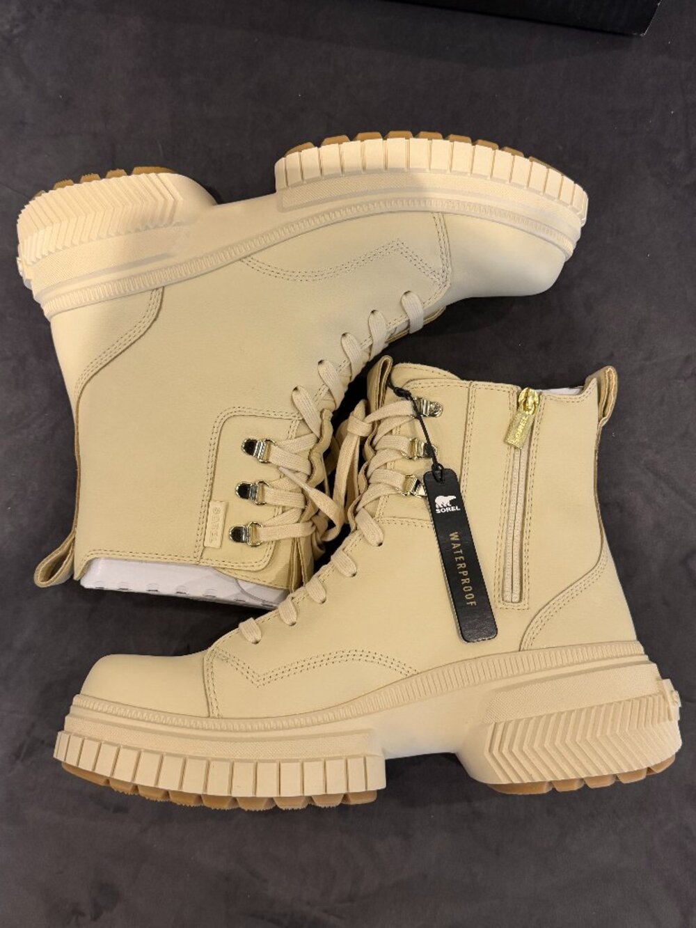 Sorel Women's Ona Ave White Waterproof Leather Lace Up Boots - Size 10